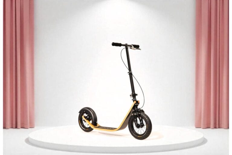 Our big wheel scooter in the showroom (illustration)