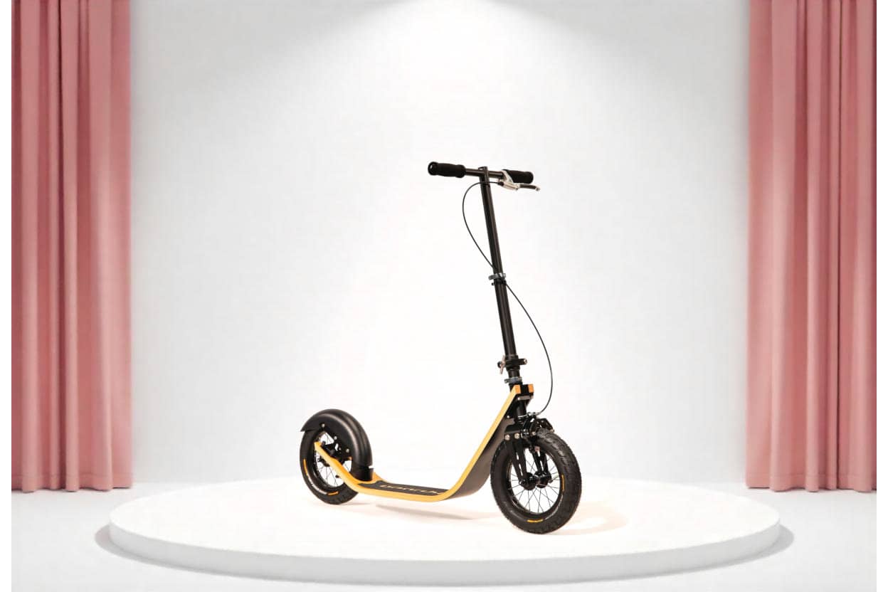 Our big wheel scooter in the showroom (illustration)